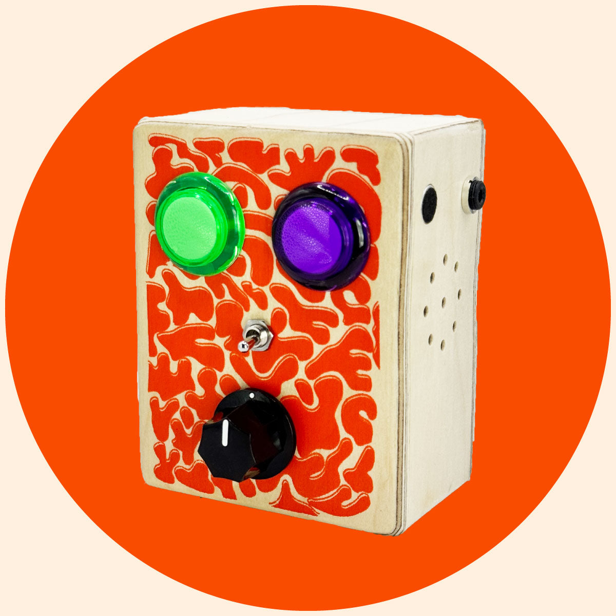 Colorful electronic device with colored arcade buttons 