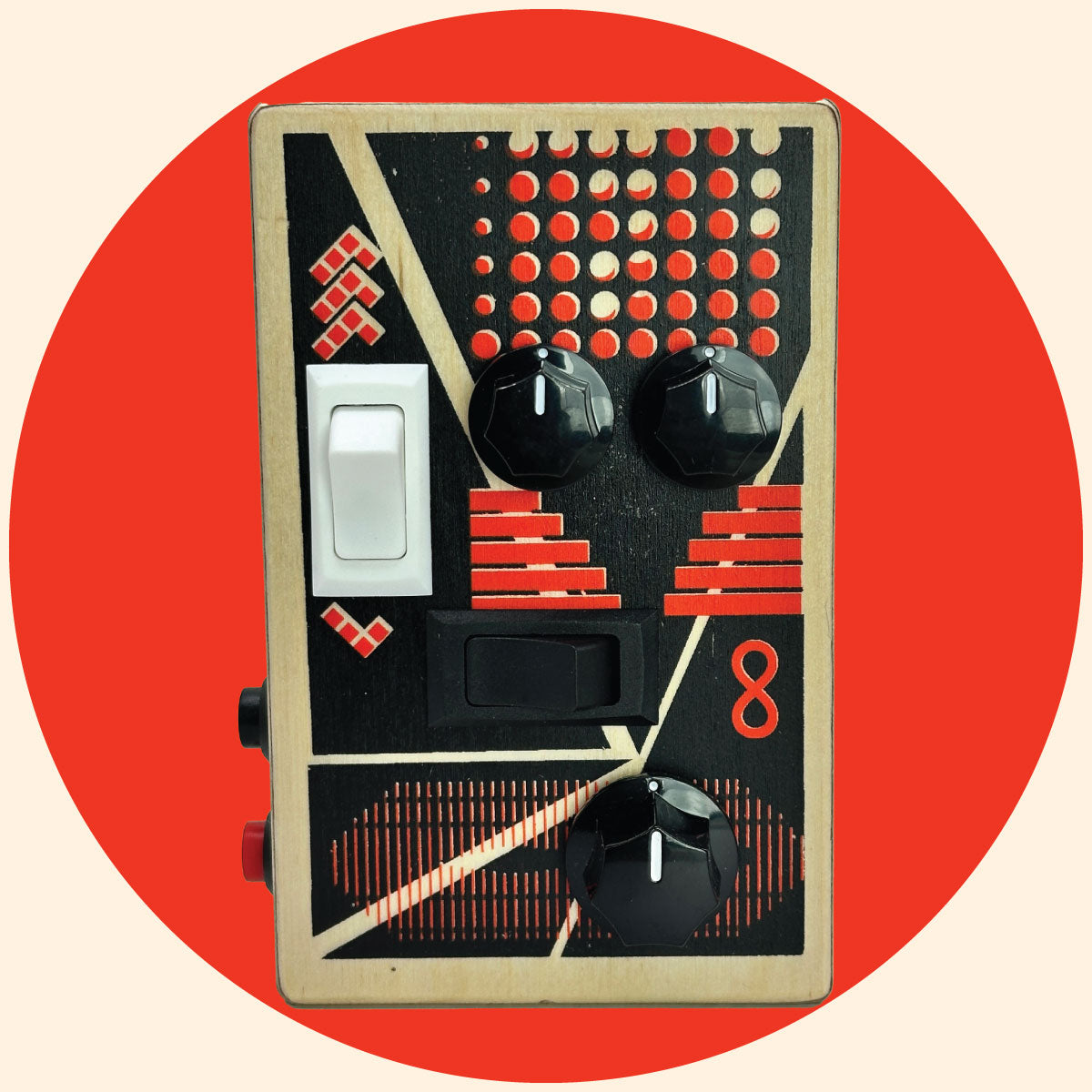 Tiger orange and black  graphic design, with black control knobs